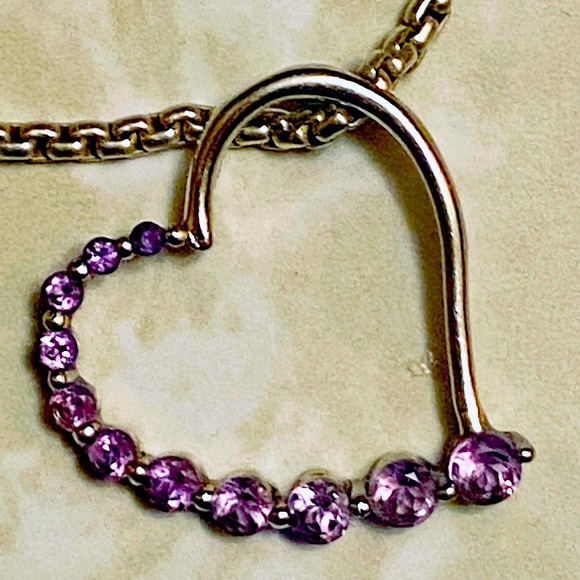 STUNNING Large Amethyst & Sterling Silver Tilt Slide-On Pendant - Picture 10 of 10